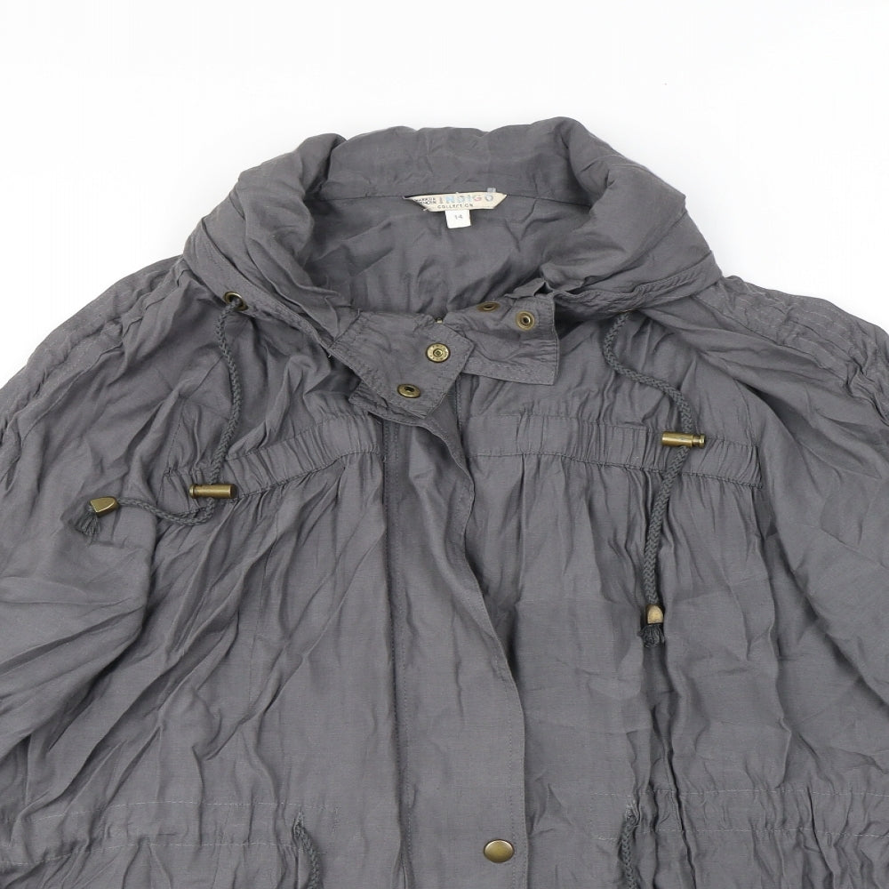 Indigo Womens Grey Jacket Coat Size 14 Zip