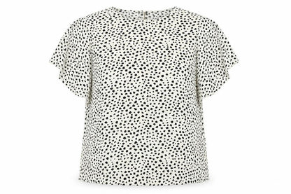 Gomorn Womens White Geometric Polyester Basic T-Shirt Size XL Round Neck