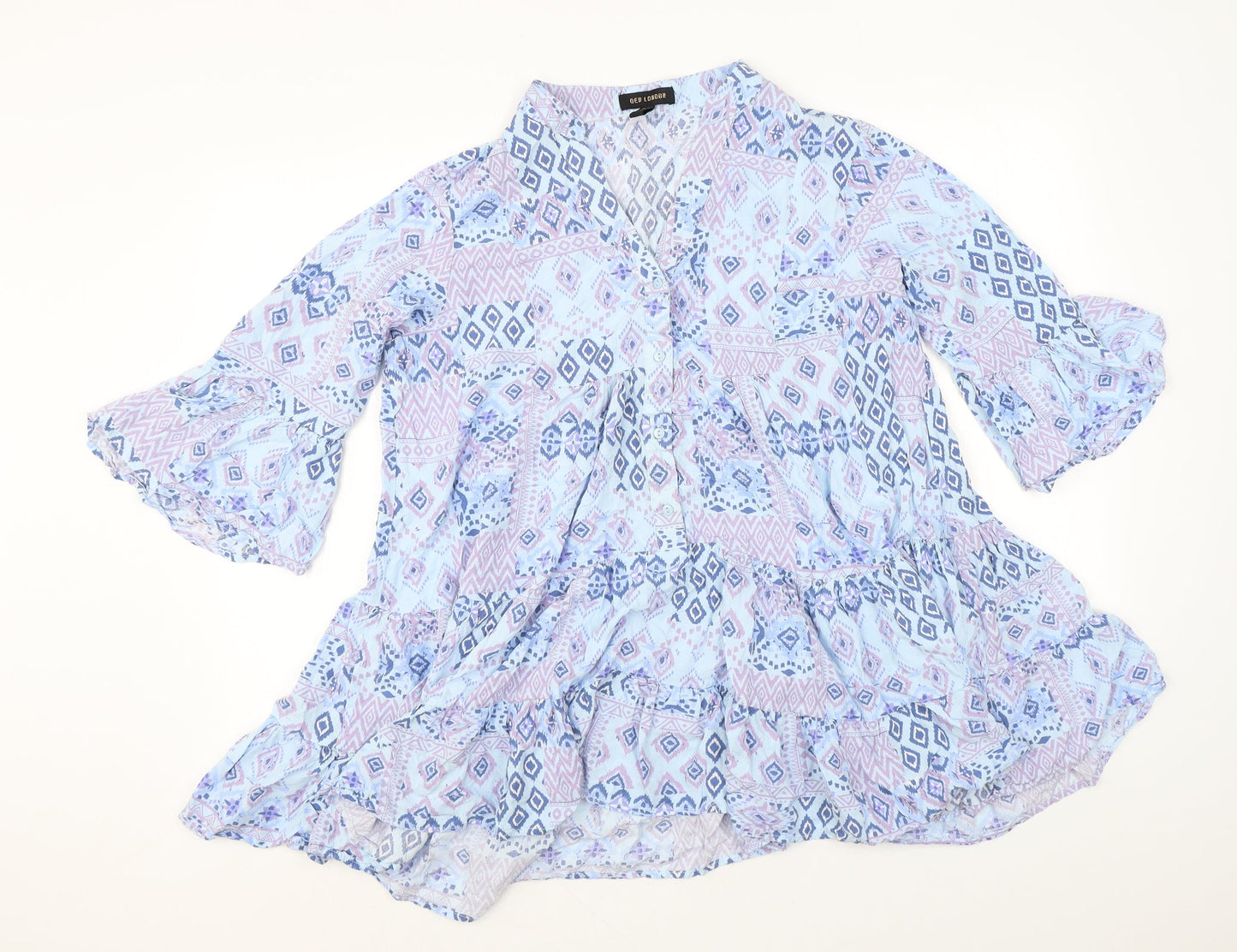 Womens UK Size S QED London Blue Tunic Blouse