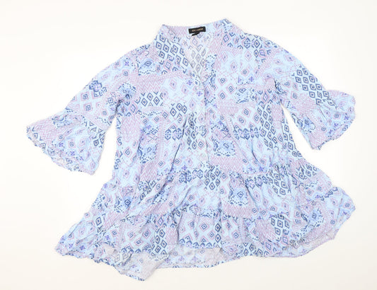 Womens UK Size S QED London Blue Tunic Blouse