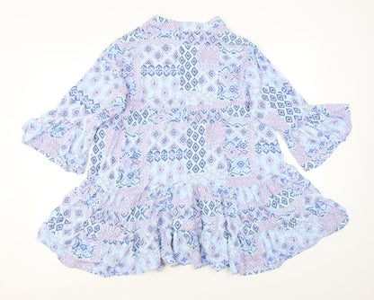 Womens UK Size S QED London Blue Tunic Blouse