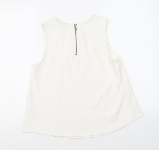 Womens UK Size 10 Topshop White Basic Tank