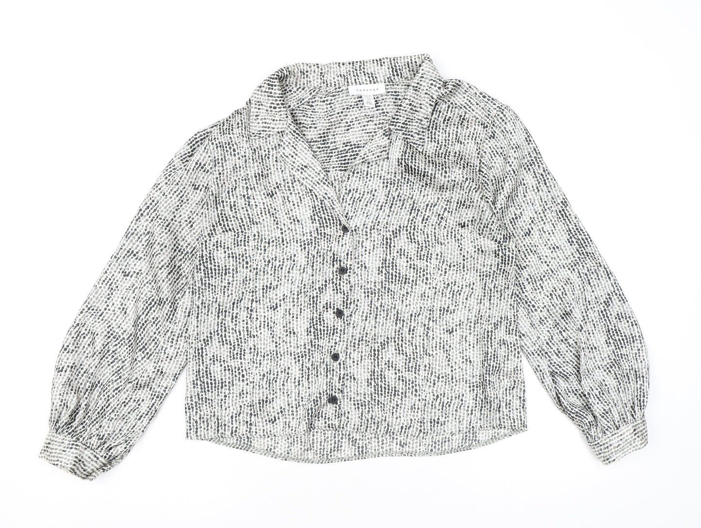 Womens UK Size 10 Topshop Grey Basic Button-Up