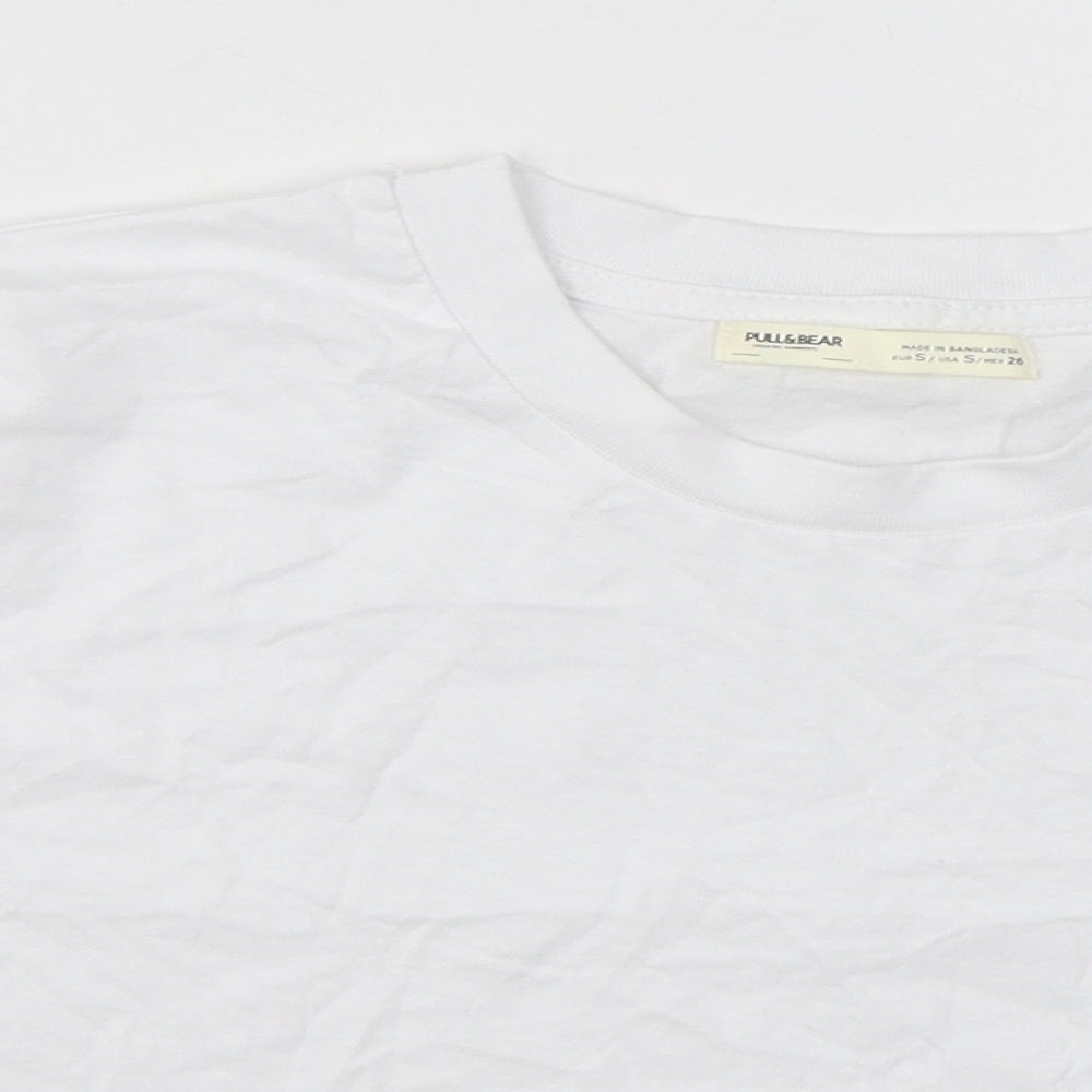 Womens UK Size S Pull&Bear White Basic T-Shirt