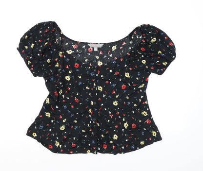 Womens UK Size 12 Dorothy Perkins Black Basic Button-Up