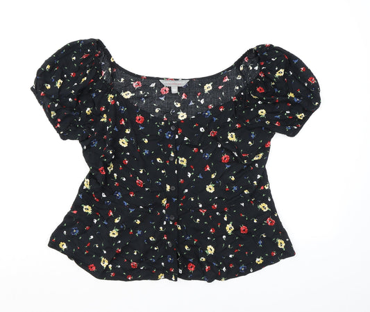 Womens UK Size 12 Dorothy Perkins Black Basic Button-Up