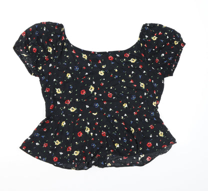 Womens UK Size 12 Dorothy Perkins Black Basic Button-Up