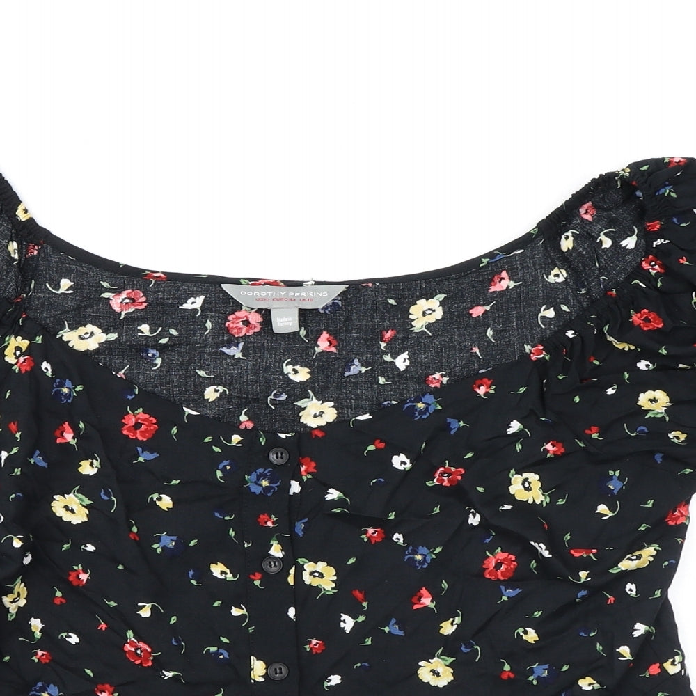 Womens UK Size 12 Dorothy Perkins Black Basic Button-Up