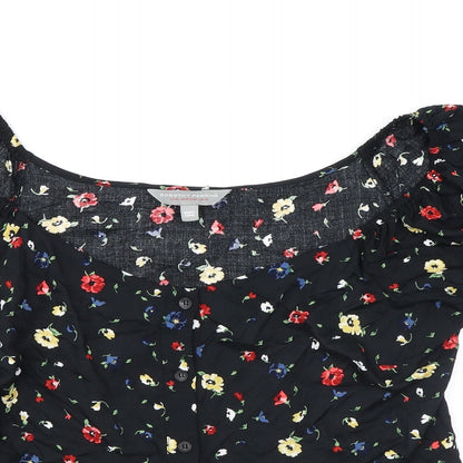 Womens UK Size 12 Dorothy Perkins Black Basic Button-Up