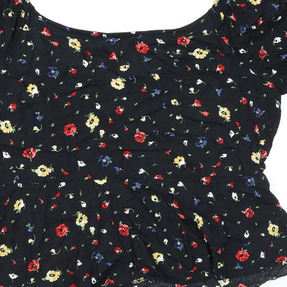 Womens UK Size 12 Dorothy Perkins Black Basic Button-Up