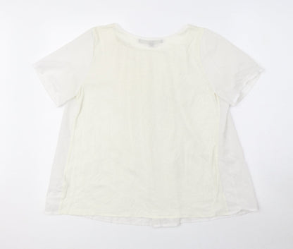French Connection Womens White Polyester Basic Blouse Size S Round Neck - Pleat Neckline