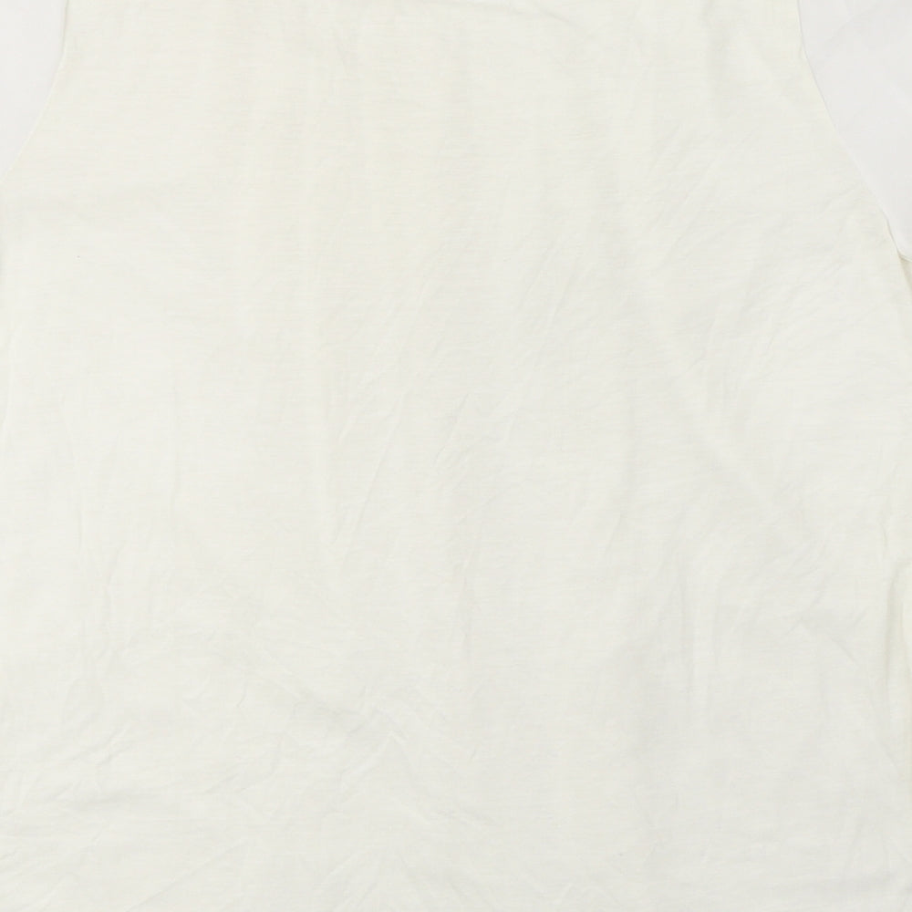 French Connection Womens White Polyester Basic Blouse Size S Round Neck - Pleat Neckline