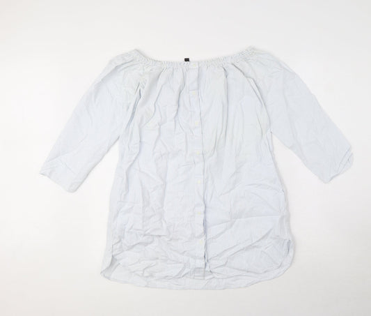 Womens UK Size XS Zara Blue Basic Button-Up