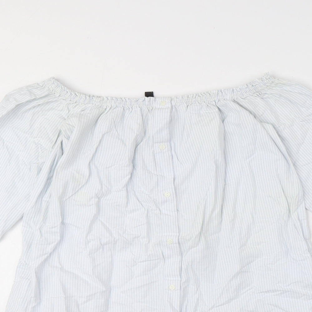 Womens UK Size XS Zara Blue Basic Button-Up