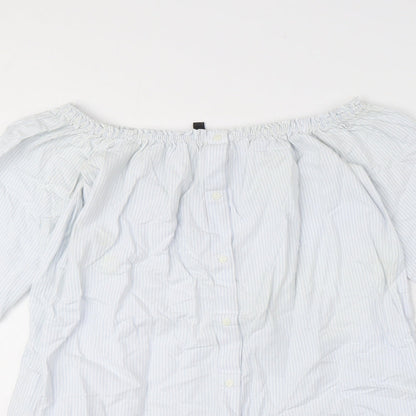 Womens UK Size XS Zara Blue Basic Button-Up
