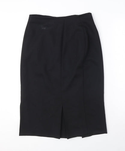 Marks and Spencer Womens Black Polyester A-Line Skirt Size 14 Zip