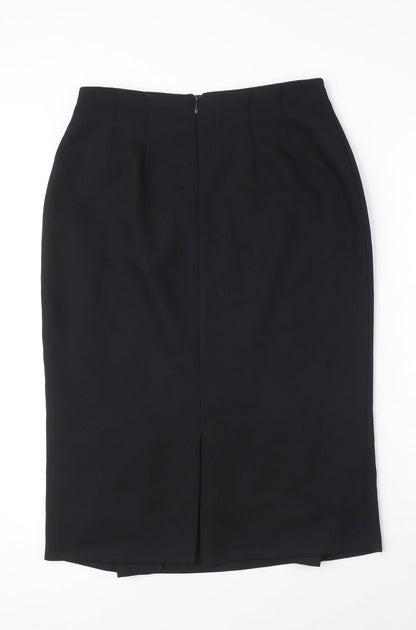 Marks and Spencer Womens Black Polyester A-Line Skirt Size 14 Zip