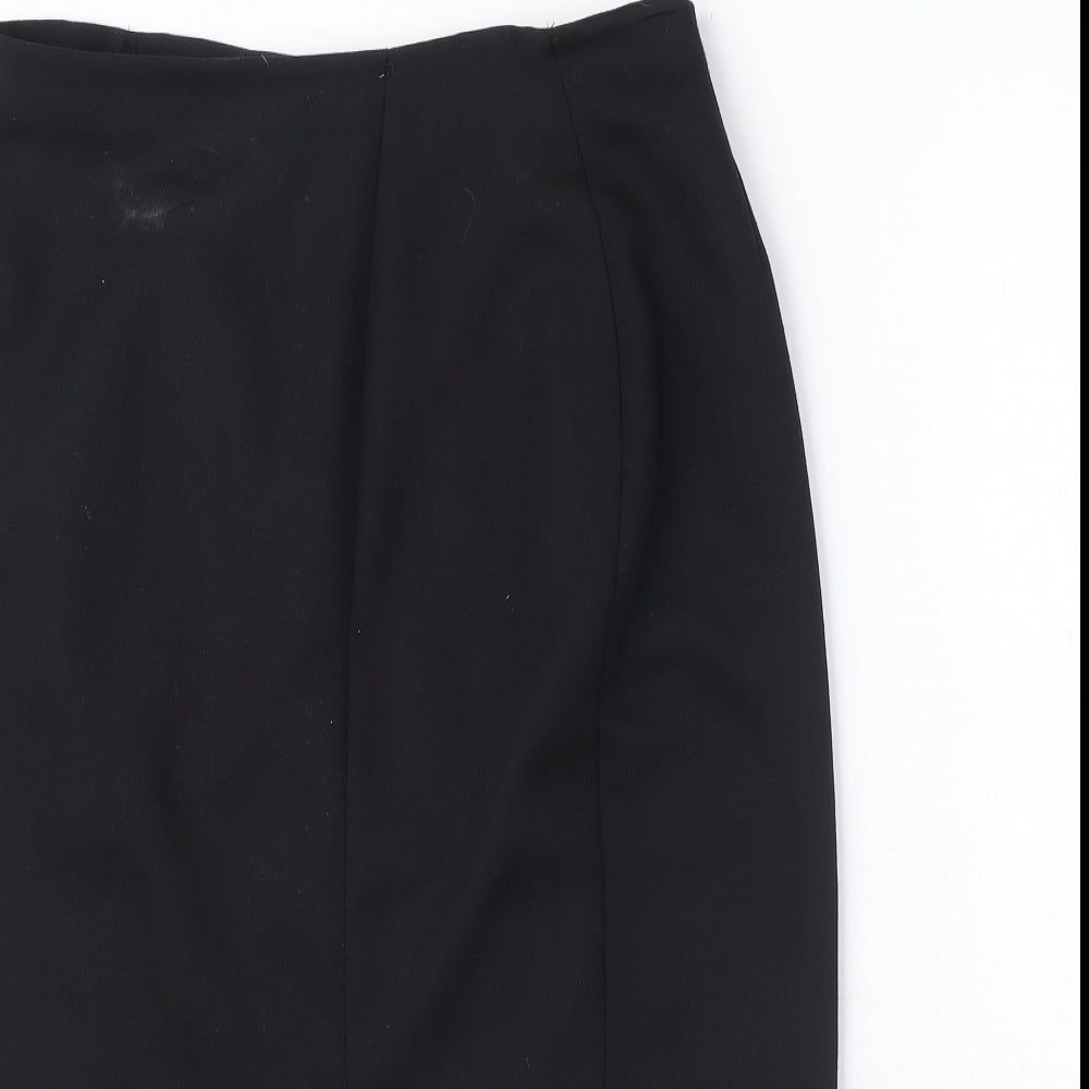 Marks and Spencer Womens Black Polyester A-Line Skirt Size 14 Zip