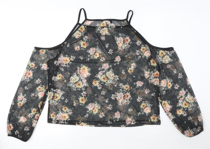 Womens UK Size 10 New Look Black Basic Blouse
