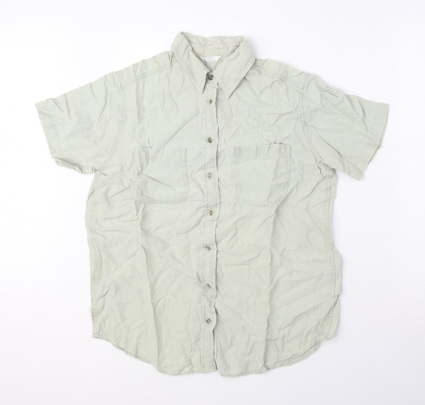 Womens UK Size 12 Marks and Spencer Green Basic Button-Up