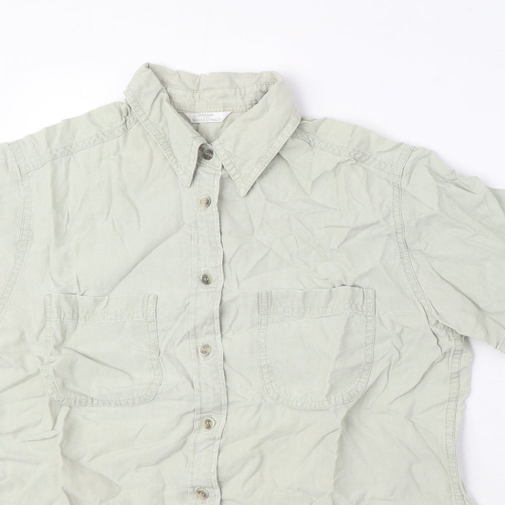 Womens UK Size 12 Marks and Spencer Green Basic Button-Up