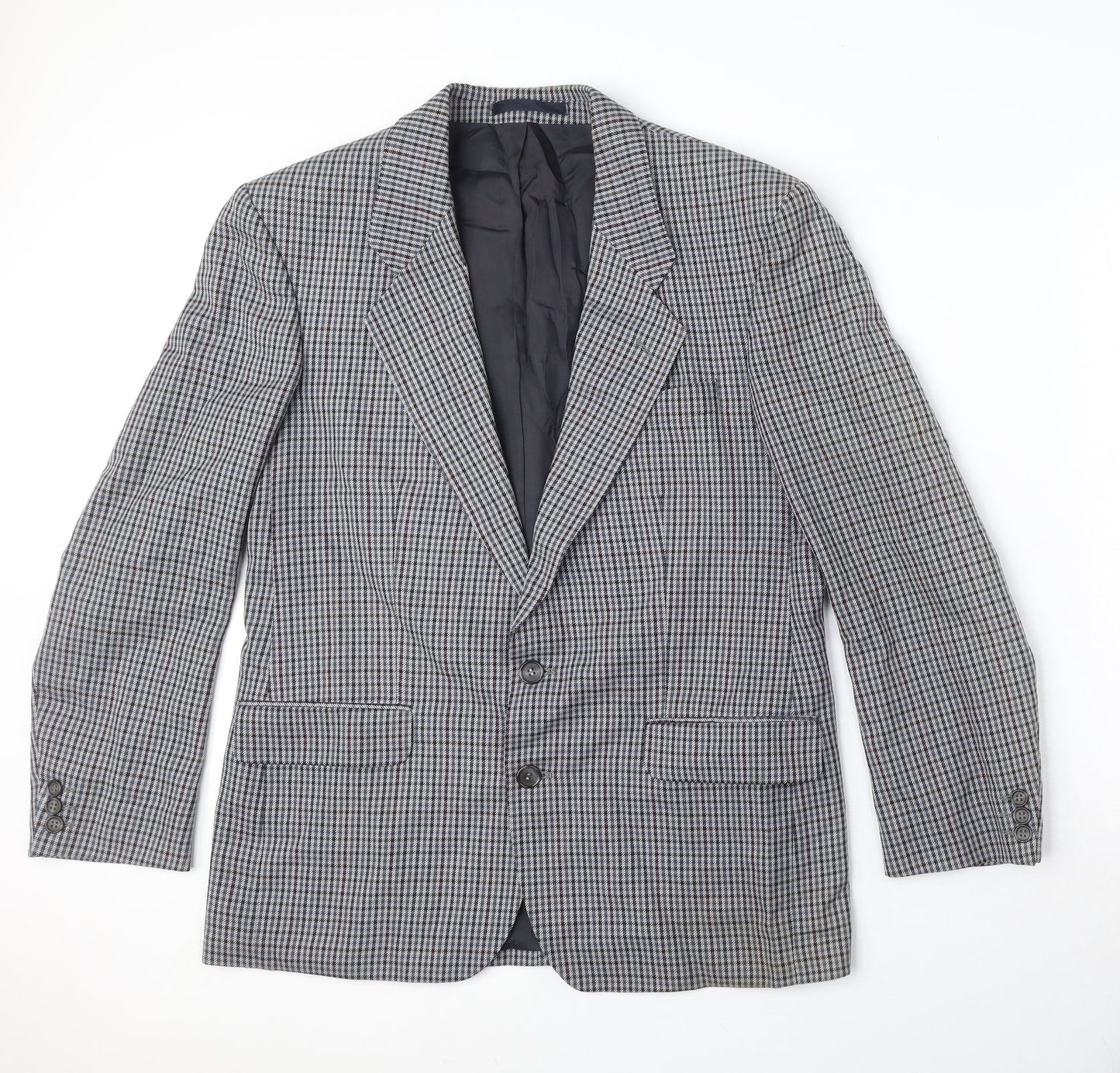 St Michael Womens Grey Plaid Wool Jacket Blazer Size L