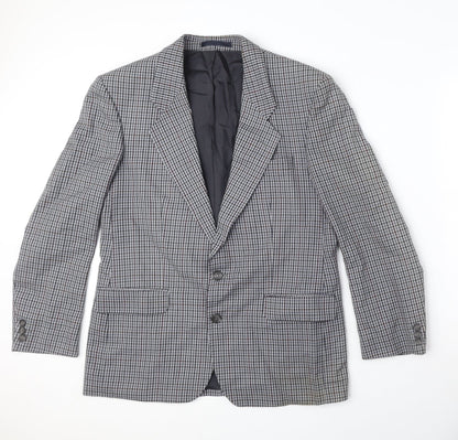 St Michael Womens Grey Plaid Wool Jacket Blazer Size L