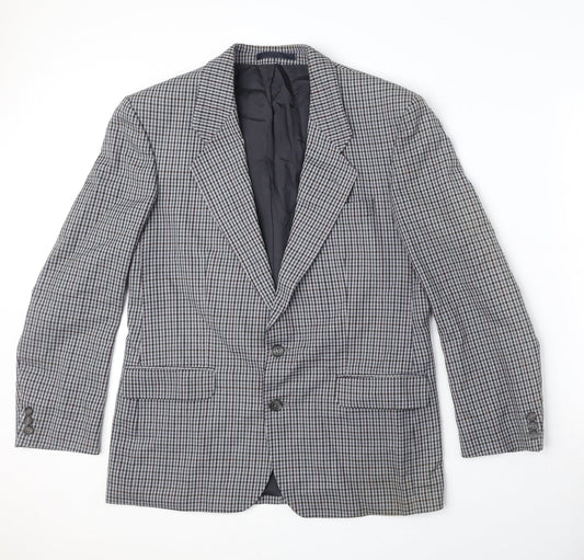 St Michael Womens Grey Plaid Wool Jacket Blazer Size L