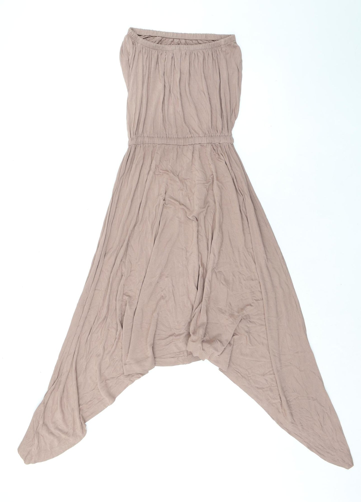 Monsoon Womens Beige Viscose Fit & Flare Size S Off the Shoulder Tie