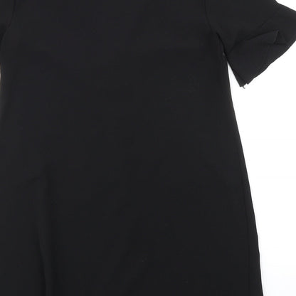 PRETTYLITTLETHING Womens Black Polyester A-Line Size 8 V-Neck Button