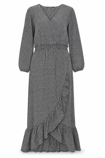 AKDL Womens Black Geometric Polyester Maxi Size M V-Neck Pullover