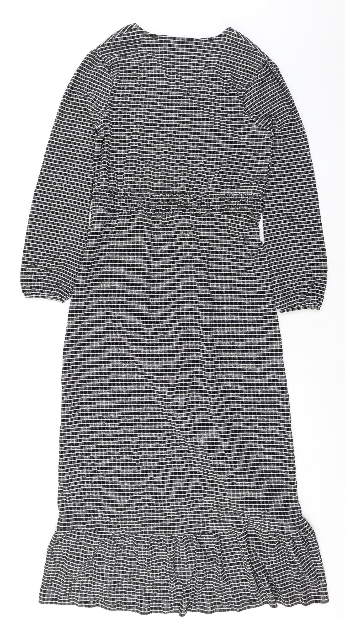 AKDL Womens Black Geometric Polyester Maxi Size M V-Neck Pullover