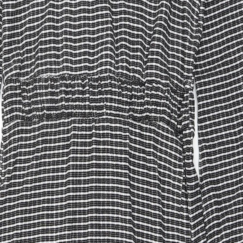 AKDL Womens Black Geometric Polyester Maxi Size M V-Neck Pullover
