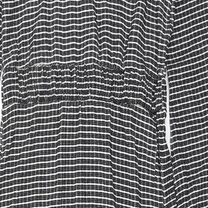 AKDL Womens Black Geometric Polyester Maxi Size M V-Neck Pullover