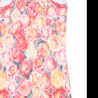 Cotton Candy Womens Multicoloured Floral Nylon Mini Size S Scoop Neck Pullover
