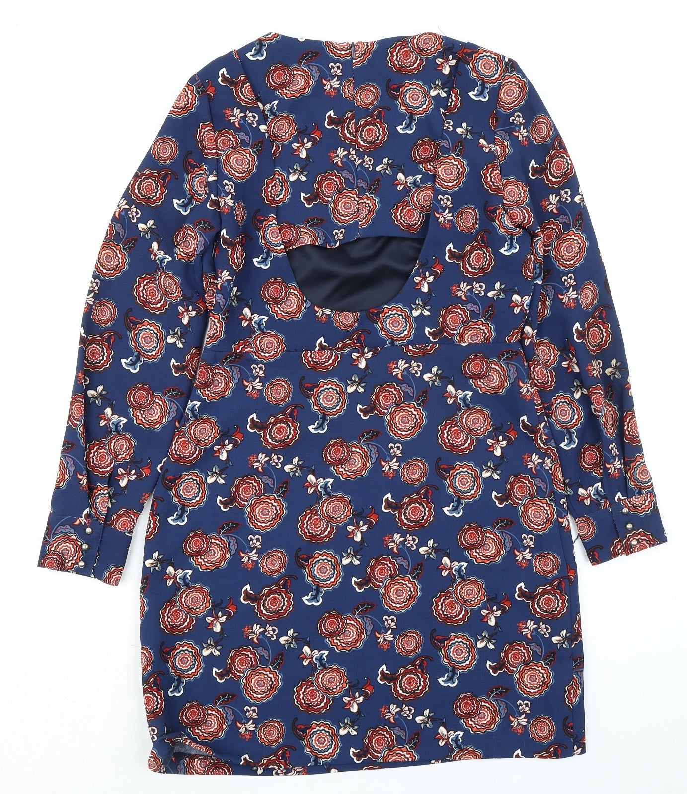 Zara Womens Multicoloured Floral Polyester A-Line Size L Round Neck Zip