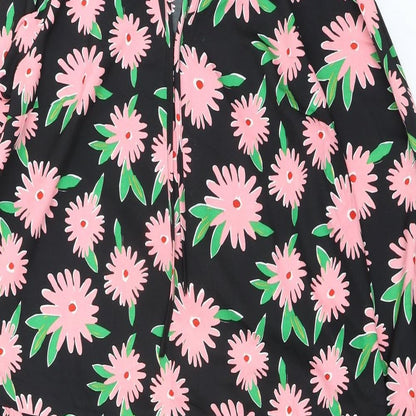 New Look Womens Multicoloured Floral Polyester Shift Size 14 Mock Neck Tie