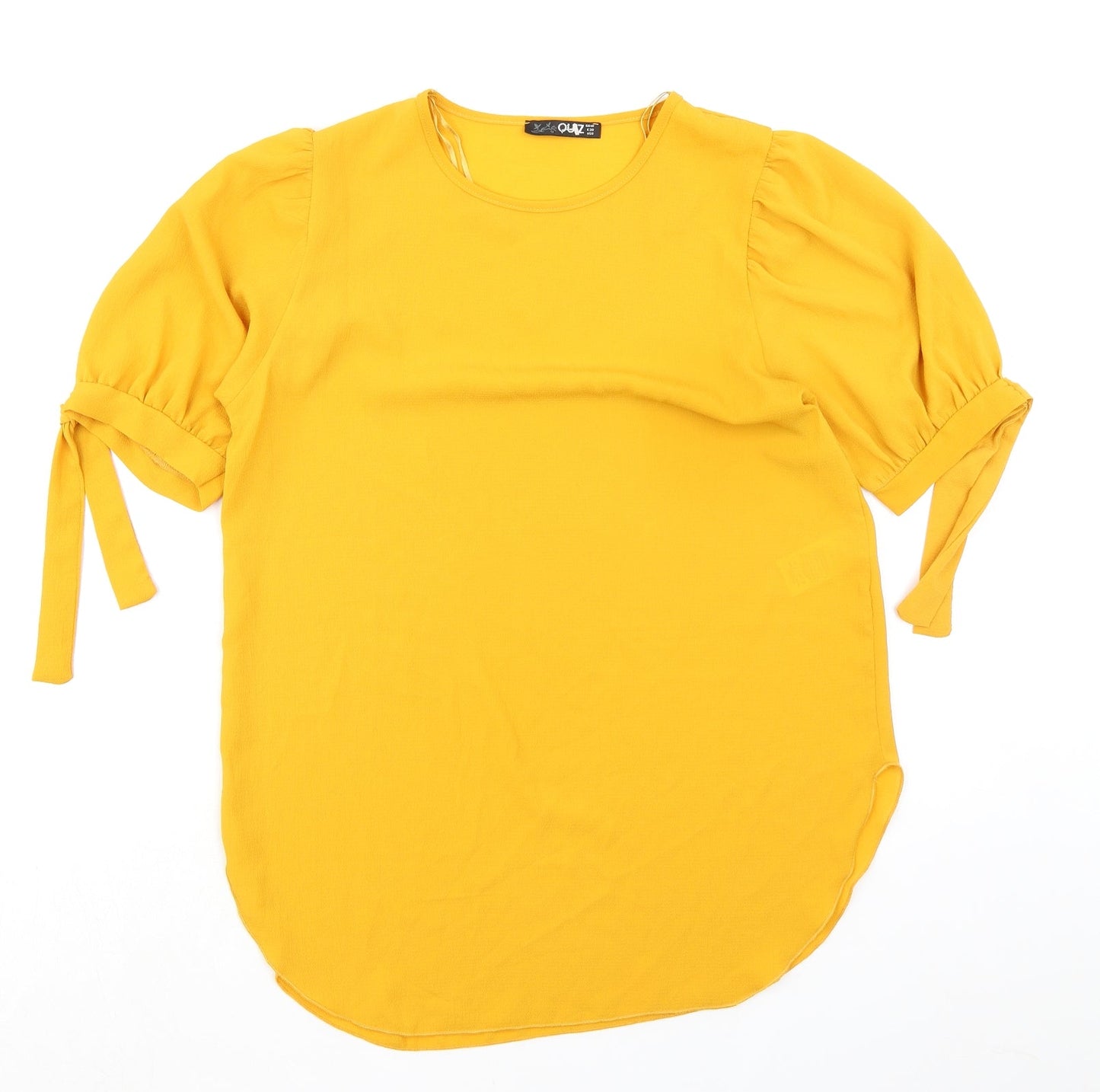 Womens UK Size 10 Quiz Yellow Basic T-Shirt