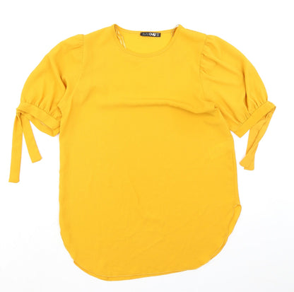 Womens UK Size 10 Quiz Yellow Basic T-Shirt