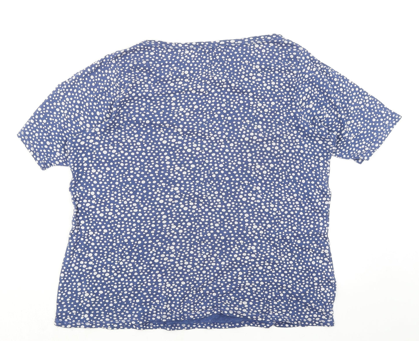 Marks and Spencer Womens Blue Geometric Polyester Basic T-Shirt Size XL Round Neck