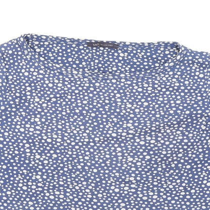 Marks and Spencer Womens Blue Geometric Polyester Basic T-Shirt Size XL Round Neck