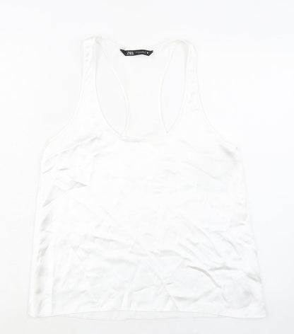 Womens UK Size M Zara White Basic Tank
