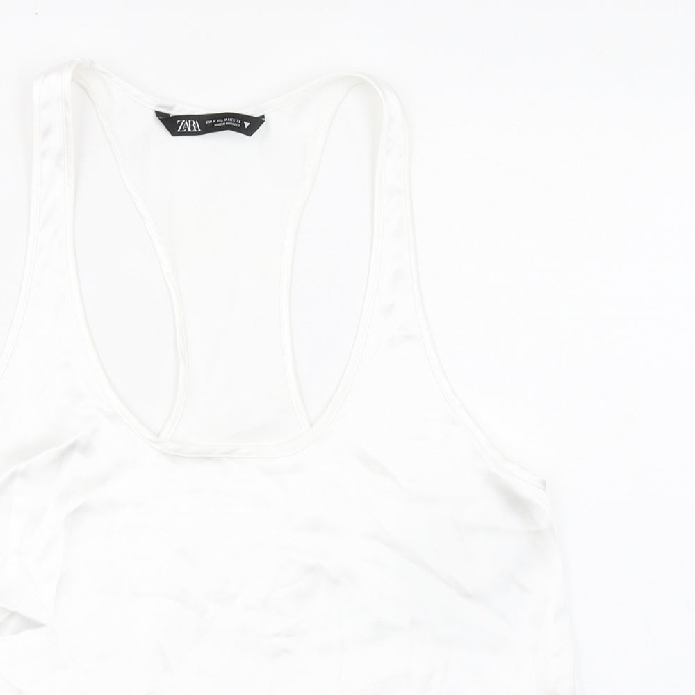Womens UK Size M Zara White Basic Tank