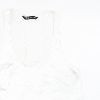 Womens UK Size M Zara White Basic Tank