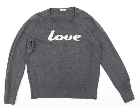Gap Womens Grey Round Neck Cotton Pullover Jumper Size L Pullover - Love