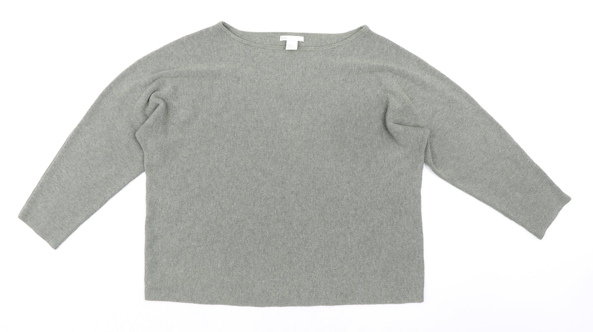 H&M Womens Green Round Neck Polyester Pullover Jumper Size M