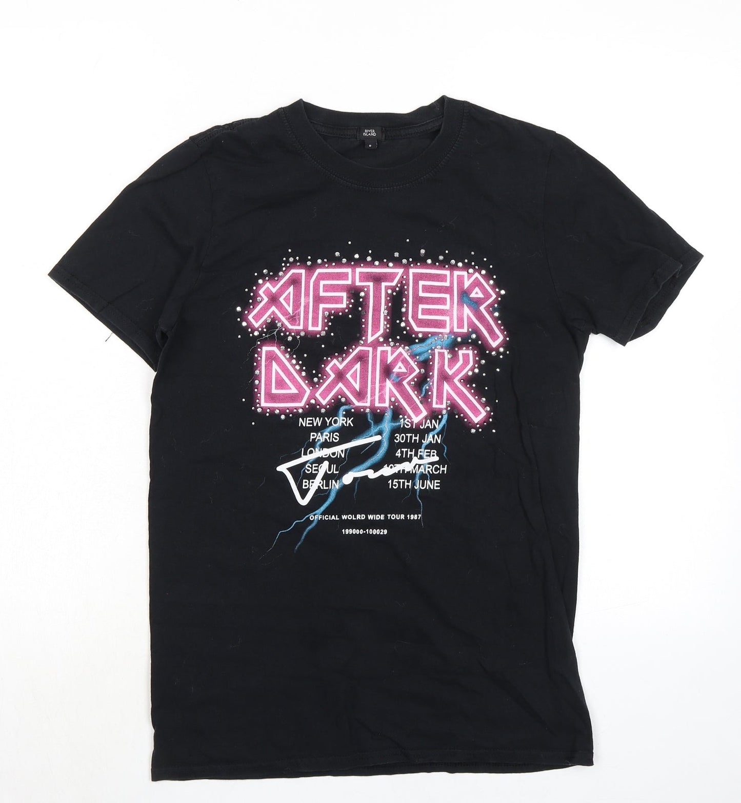 Womens UK Size 8 River Island Black Basic T-Shirt