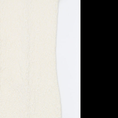 River Island Womens Ivory Geometric Polyester Pencil Dress Size 8 Round Neck Zip