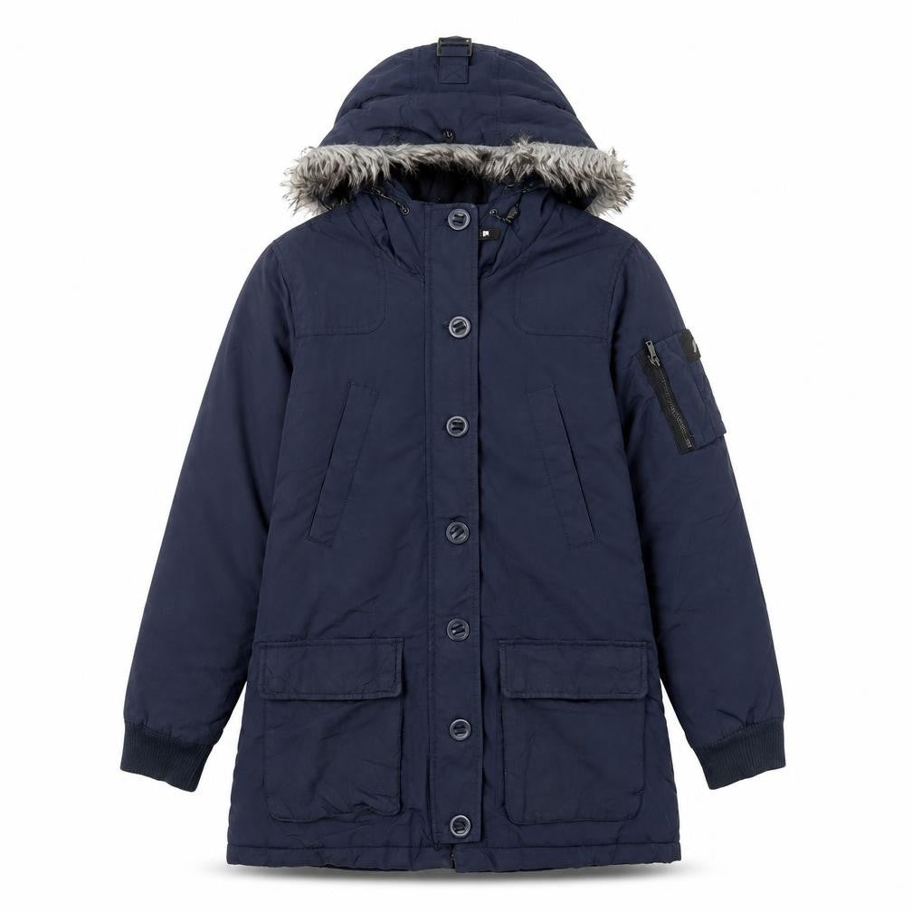 Brookhaven Womens Blue Parka Coat Size 12 Zip