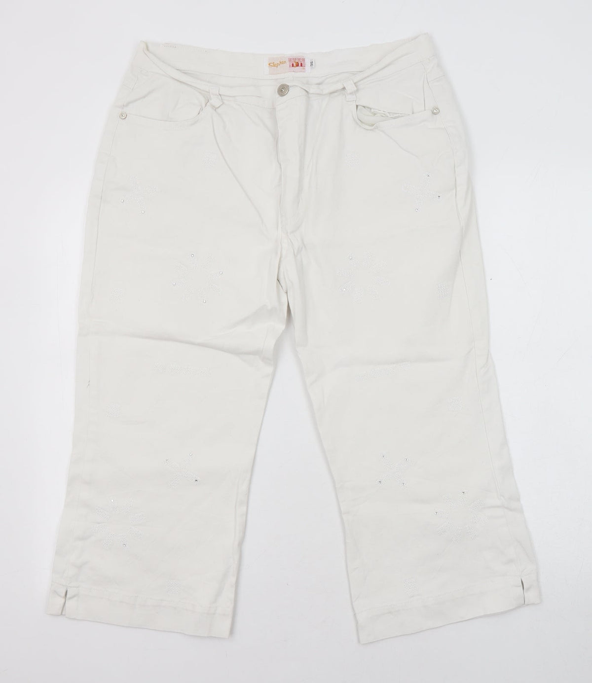 Stephen Womens White Cotton Cropped Jeans Size 30 in Regular Zip